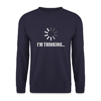 I'm Thinking - Loading Symbol - Unisex Pullover - Navy - Vorne - Alina (178cm) & Michal (187cm)