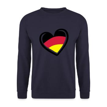 herz deutschland - Unisex Pullover - Navy - Vorne - Alina (178cm) & Michal (187cm)