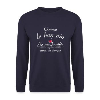 Comme le bon vin, je me bonifie avec le temps - Sweat-shirt Unisexe - marine - Devant - Alina (178cm) & Michal (187cm)
