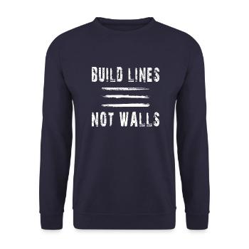 build lines not walls - Unisex Sweatshirt - navy - Front - Alina (178cm) & Michal (187cm)