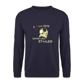 la tete dans les etoiles clair fond sombre - Sweat-shirt Unisexe - marine - Devant - Alina (178cm) & Michal (187cm)