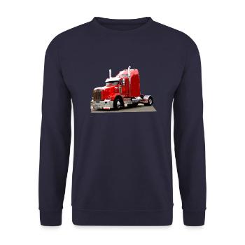 AMERIKANISCHEr Retro-LKW - Unisex Pullover - Navy - Vorne - Alina (178cm) & Michal (187cm)
