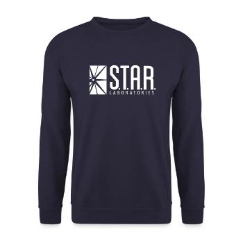 STAR LABS Pullover, hoodie, marine/ weiß, blue - Unisex Pullover - Navy - Vorne - Alina (178cm) & Michal (187cm)