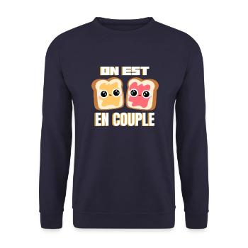 Tartines on est en couple Humour Amour Valentin - Sweat-shirt Unisexe - marine - Devant - Alina (178cm) & Michal (187cm)