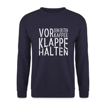 kaffeeliebhaber geschenk lieben bürohumor baristia - Unisex Pullover - Navy - Vorne - Alina (178cm) & Michal (187cm)