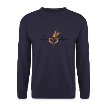 Aimer les céréales avec la fréquence cardiaque - Sweat-shirt Unisexe - marine - Devant - Alina (178cm) & Michal (187cm)