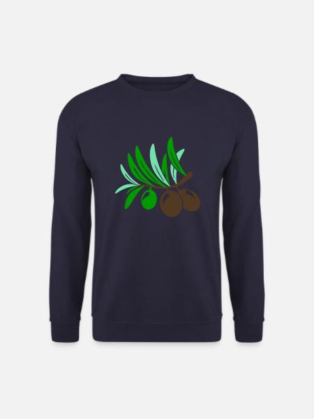 Olive 3 Zweig Blatt Olivenöl Öl Mittelmeer Salat - Unisex Pullover - Navy