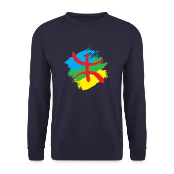 Stylized Amazigh flag - Unisex Sweatshirt - navy - Front - Alina (178cm) & Michal (187cm)