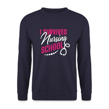 I survived nursing school - Unisex Sweatshirt - navy - Front - Alina (178cm) & Michal (187cm)