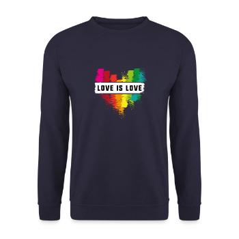 love is love,love,Heart,graffiti,rainbow,LGBT - Unisex Sweatshirt - navy - Front - Alina (178cm) & Michal (187cm)
