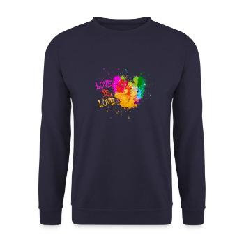 love is love,LGBT,Rainbow,Heart, Graffiti, Love, - Unisex Sweatshirt - navy - Front - Alina (178cm) & Michal (187cm)