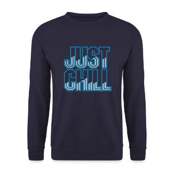 Just Chill Text Logo - Unisex Pullover - Navy - Vorne - Alina (178cm) & Michal (187cm)