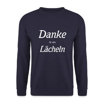 Danke für dein Lächeln - Unisex Pullover - Navy - Vorne - Alina (178cm) & Michal (187cm)