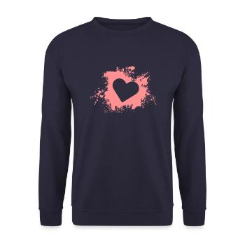 Herz Koralle - Unisex Pullover - Navy - Vorne - Alina (178cm) & Michal (187cm)