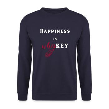 Happiness Is Whiskey. Wise Words With Correction - Unisex Sweatshirt - navy - Front - Alina (178cm) & Michal (187cm)
