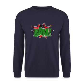 Bam! Comic Style Graffiti Lettering - Unisex Sweatshirt - navy - Front - Alina (178cm) & Michal (187cm)