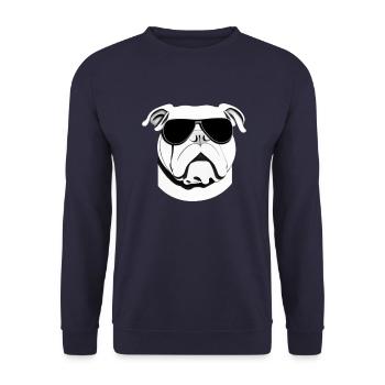 Chiens bouledogues avec lunettes de soleil motif cool - Sweat-shirt Unisexe - marine - Devant - Alina (178cm) & Michal (187cm)