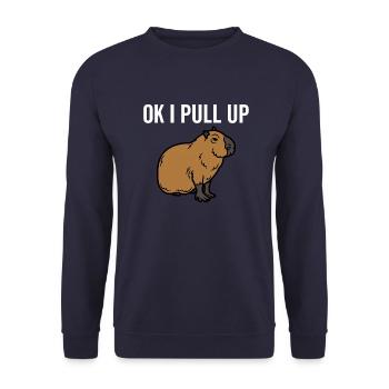 Ok, ich ziehe hoch - Unisex Pullover - Navy - Vorne - Alina (178cm) & Michal (187cm)