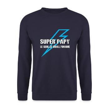 Super papy - Sweat-shirt Unisexe - marine - Devant - Alina (178cm) & Michal (187cm)