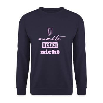 Bartleby der Schreiber - Ich möchte lieber nicht - Unisex Pullover - Navy - Vorne - Alina (178cm) & Michal (187cm)