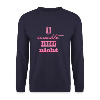 Bartleby der Schreiber - Ich möchte lieber nicht - Unisex Pullover - Navy - Vorne - Alina (178cm) & Michal (187cm)