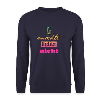 Bartleby der Schreiber - Ich möchte lieber nicht - Unisex Pullover - Navy - Vorne - Alina (178cm) & Michal (187cm)