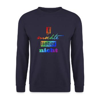 Bartleby der Schreiber - Ich möchte lieber nicht - Unisex Pullover - Navy - Vorne - Alina (178cm) & Michal (187cm)
