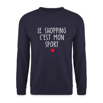 le shopping c est mon sport / cadeau humour femme - Sweat-shirt Unisexe - marine - Devant - Alina (178cm) & Michal (187cm)