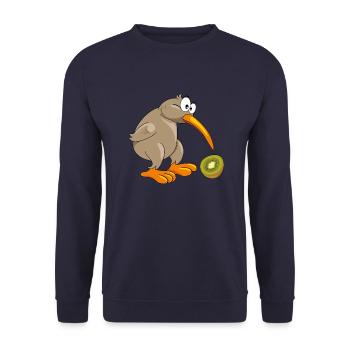 Drôle d’oiseau kiwi - Sweat-shirt Unisexe - marine - Devant - Alina (178cm) & Michal (187cm)