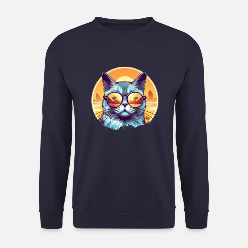 Sunset Cat - Unisex Pullover - Navy