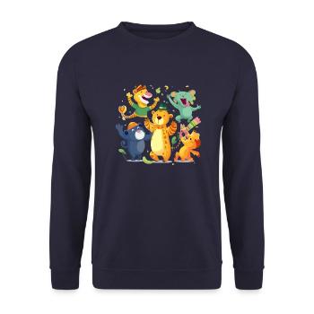 Animaux à la fête - Sweat-shirt Unisexe - marine - Devant - Alina (178cm) & Michal (187cm)