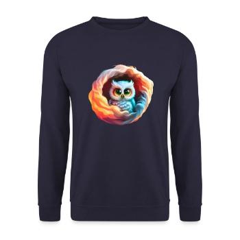 Cute Owl - Unisex Sweatshirt - navy - Front - Alina (178cm) & Michal (187cm)