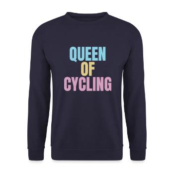Colourful pastel cycling slogan, queen of cycling - Unisex Sweatshirt - navy - Front - Alina (178cm) & Michal (187cm)
