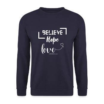 "Strength in the Spirit: Faith, Hope, Love - Unisex Sweatshirt - navy - Front - Alina (178cm) & Michal (187cm)