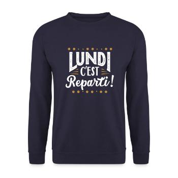 Lundi c'est reparti ! - Sweat-shirt Unisexe - marine - Devant - Alina (178cm) & Michal (187cm)