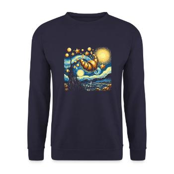 French Croissant Art - Funny Gift - Unisex Sweatshirt - navy - Front - Alina (178cm) & Michal (187cm)