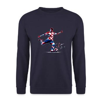 Fussball Kroatien - Unisex Pullover - Navy - Vorne - Alina (178cm) & Michal (187cm)