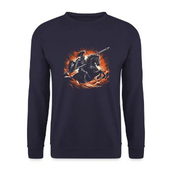 Chevalier en plein galop - Sweat-shirt Unisexe - marine - Devant - Alina (178cm) & Michal (187cm)