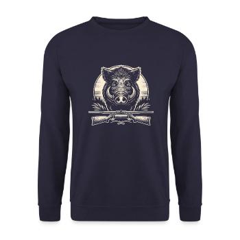 Sanglier chasseur - Sweat-shirt Unisexe - marine - Devant - Alina (178cm) & Michal (187cm)