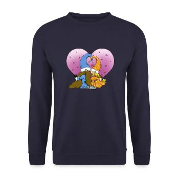 Gnomes Couple for Valentine's Day and Lovers - Unisex Sweatshirt - navy - Front - Alina (178cm) & Michal (187cm)