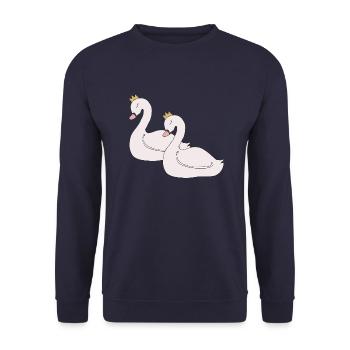 Cygne 2x - Sweat-shirt Unisexe - marine - Devant - Alina (178cm) & Michal (187cm)