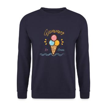 Ice Cream / Sommer Eis Bo-Grafik - Unisex Pullover - Navy - Vorne - Alina (178cm) & Michal (187cm)