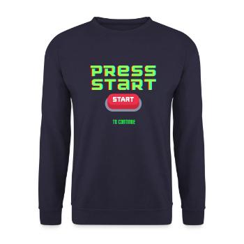 Zum Spielstart Bereit!” - Unisex Pullover - Navy - Vorne - Alina (178cm) & Michal (187cm)