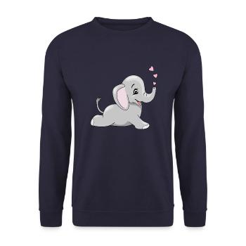 Lying happy baby elephant - Unisex Sweatshirt - navy - Front - Alina (178cm) & Michal (187cm)