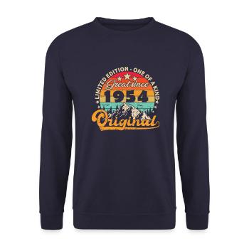 Vintage Born 1954 Geburtstagsgeschenk. - Unisex Pullover - Navy - Vorne - Alina (178cm) & Michal (187cm)