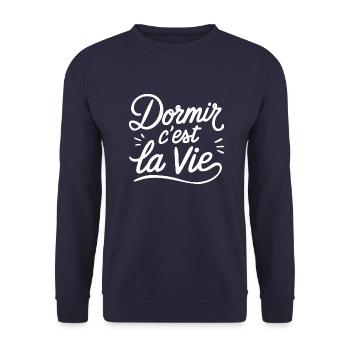 Dormir, c'est la vie - Sweat-shirt Unisexe - marine - Devant - Alina (178cm) & Michal (187cm)