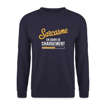 Sarcasme en cours de chargement - Sweat-shirt Unisexe - marine - Devant - Alina (178cm) & Michal (187cm)