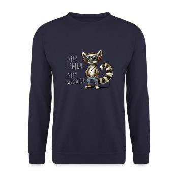 Demure? Very Lemur, Very Mindful! Trend Spaß - Unisex Pullover - Navy - Vorne - Alina (178cm) & Michal (187cm)