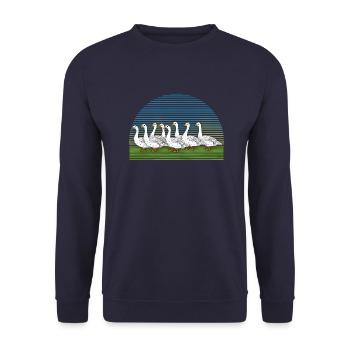 Geese - Unisex Sweatshirt - navy - Front - Alina (178cm) & Michal (187cm)