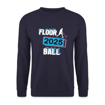 Floorball 2025 Floorballer Floorballspieler Spiel - Unisex Pullover - Navy - Vorne - Alina (178cm) & Michal (187cm)